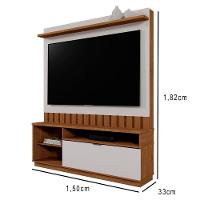 Home Rack Painel Diamantina Sala Para Tv De 60 Polegadas Amendoa Com Off White - 6