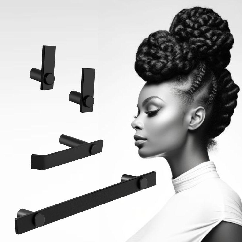 Kit Acessórios Banheiro Preto Fosco 4 Peças Grego Metal 2050pm - 2