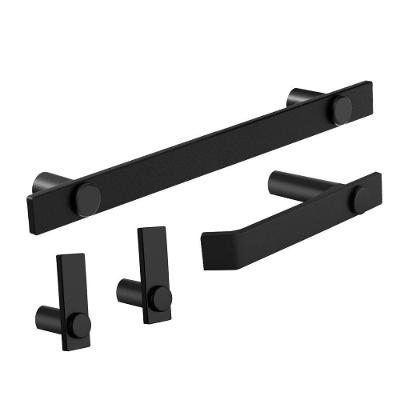 Kit Acessórios Banheiro Preto Fosco 4 Peças Grego Metal 2050pm