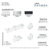 Kit Acessórios Banheiro Preto Fosco 4 Peças Grego Metal 2050pm - 7
