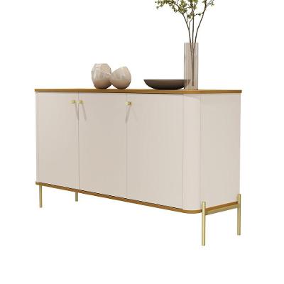 Buffet Aparador Tucupi Off White Com Nature Pe Dourado - Moveis Jb