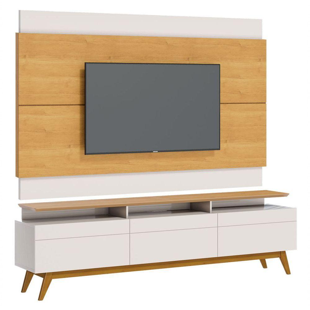 Rack Com Painel Classic +3g 2.2 Nature Com Off White - Imcal Móveis - 1