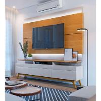 Rack Com Painel Classic +3g 2.2 Nature Com Off White - Imcal Móveis - 2