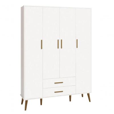 Guarda-roupa Retrô 4 Portas Isis Branco Fosco - Moveisaqui