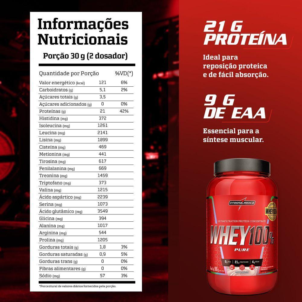 Whey 100% Pure 900g Integralmedica Morango - 4