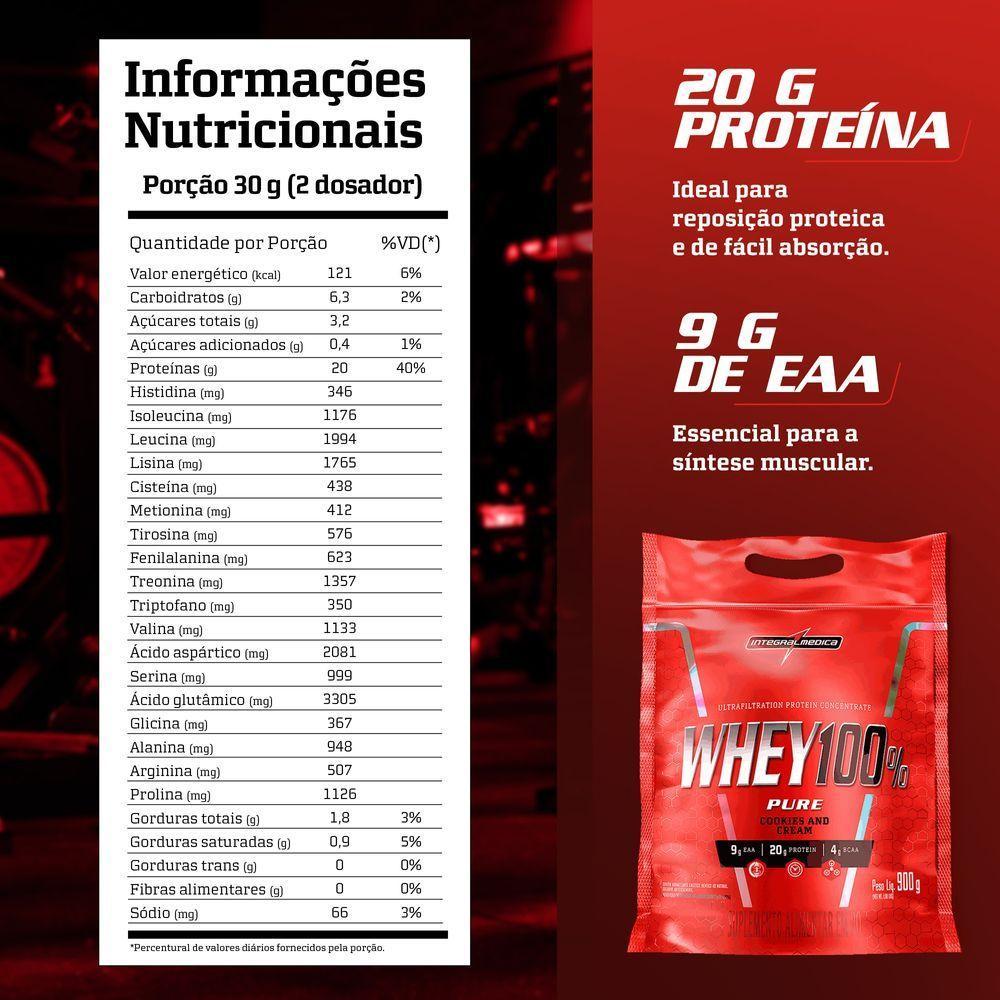 Proteína Concentrada Integralmedica Whey 100% Pure 900g Cookies And Cream - 3
