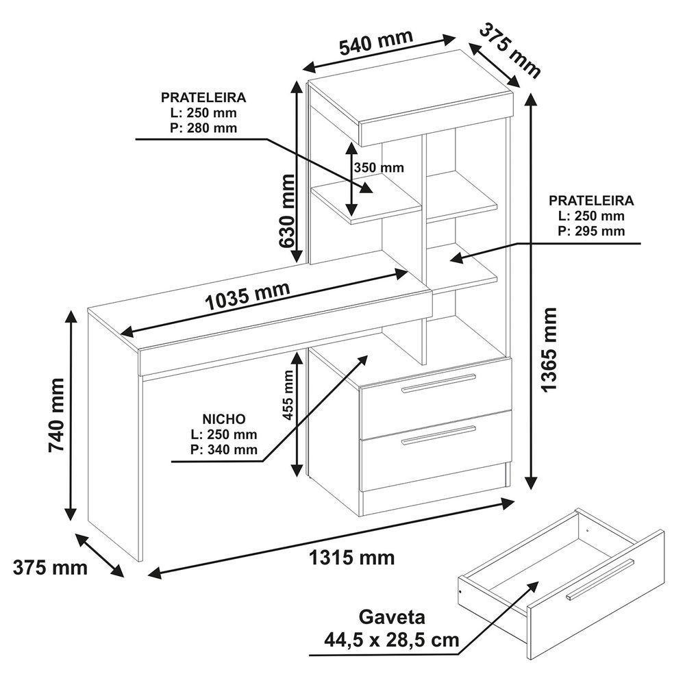 Mesa Office Nt 2010 Preto - Notável - 5