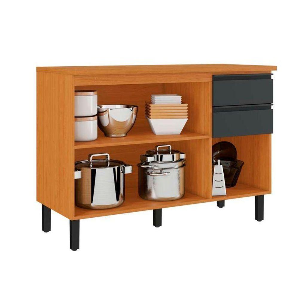 Balcão De Cozinha Itatiaia Cinamomo E Grafite Em Madeira 120cm Namur - 2