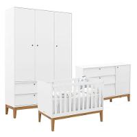Quarto De Bebe Unique 3 Portas Com Cômoda Sapateira Branco Soft Eco Wood - Matic - 1