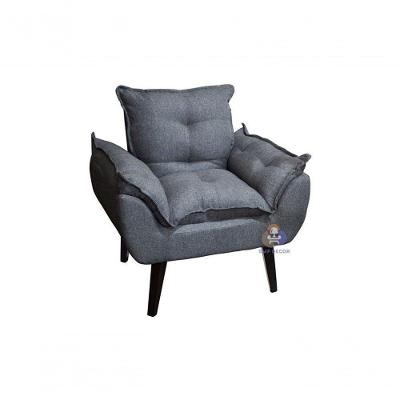 Poltrona/cadeira Decorativa Glamour Com Pés Quadrado Grafite