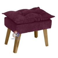 Poltrona/cadeira Decorativa E Puff Glamour Com Pés Quadrado Vinho / Bordô - 2