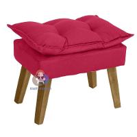 Poltrona/cadeira Decorativa E Puff Glamour Com Pés Quadrado Vermelho - 3