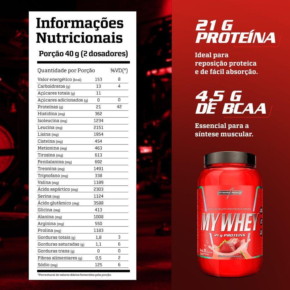 Whey Protein Integralmedica My Whey 900g Pote Morango - 3