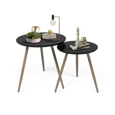 Kit Mesas Laterais Sofá 2 Unidades Pés Em Aço Tubular Decorativo Champanhe/preto