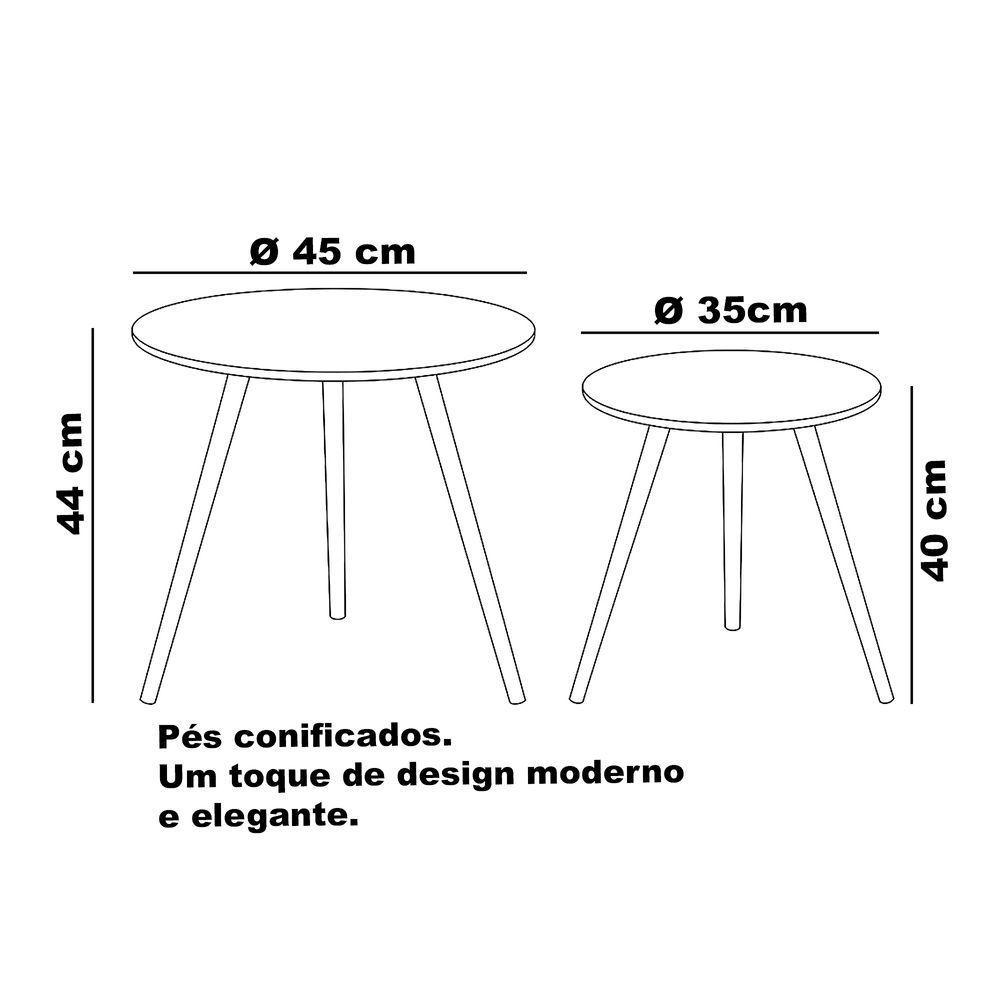Kit Mesas Laterais Sofá 2 Unidades Pés Em Aço Tubular Decorativo Champanhe/branco - 3