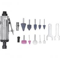 Jogo Completo Mini Retífica Pneumática Esmeril Trava Seguran