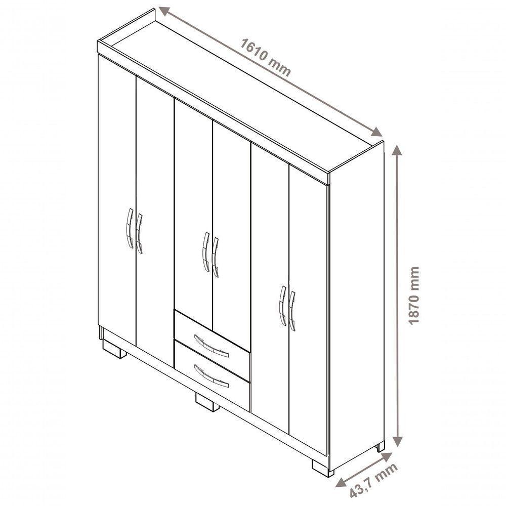 Guarda-roupa 6 Portas Nt 5130 Rosa - Notável - 6