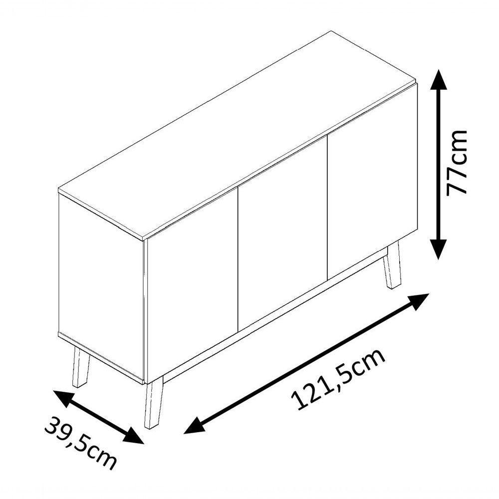 Buffet Aparador Ares 3 Portas Off White Com Nature - Moveisaqui - 6