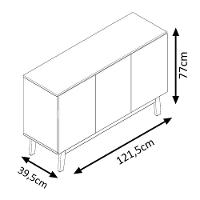 Buffet Aparador Ares 3 Portas Off White Com Nature - Moveisaqui - 6