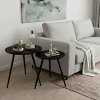 Kit Mesas Laterais Sofá 2 Unidades Pés Em Aço Tubular Decorativo Preto/preto - 2