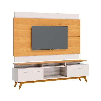 Rack Com Painel Classic +2g 2.2 Nature Com Off White - Imcal Móveis