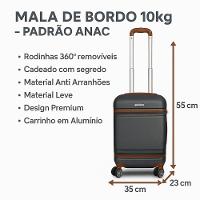 Mala De Viagem De Bordo P- 10kg Em Abs Com Rodinhas 360º Removíveis E Leve - Padrão Anac - Qualis Grafite Mb001 - 2