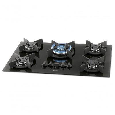 Fogão Cooktop a Gás Fischer Infinity 5 Bocas Vidro Temperado Acendimento Automático Preto Bivolt