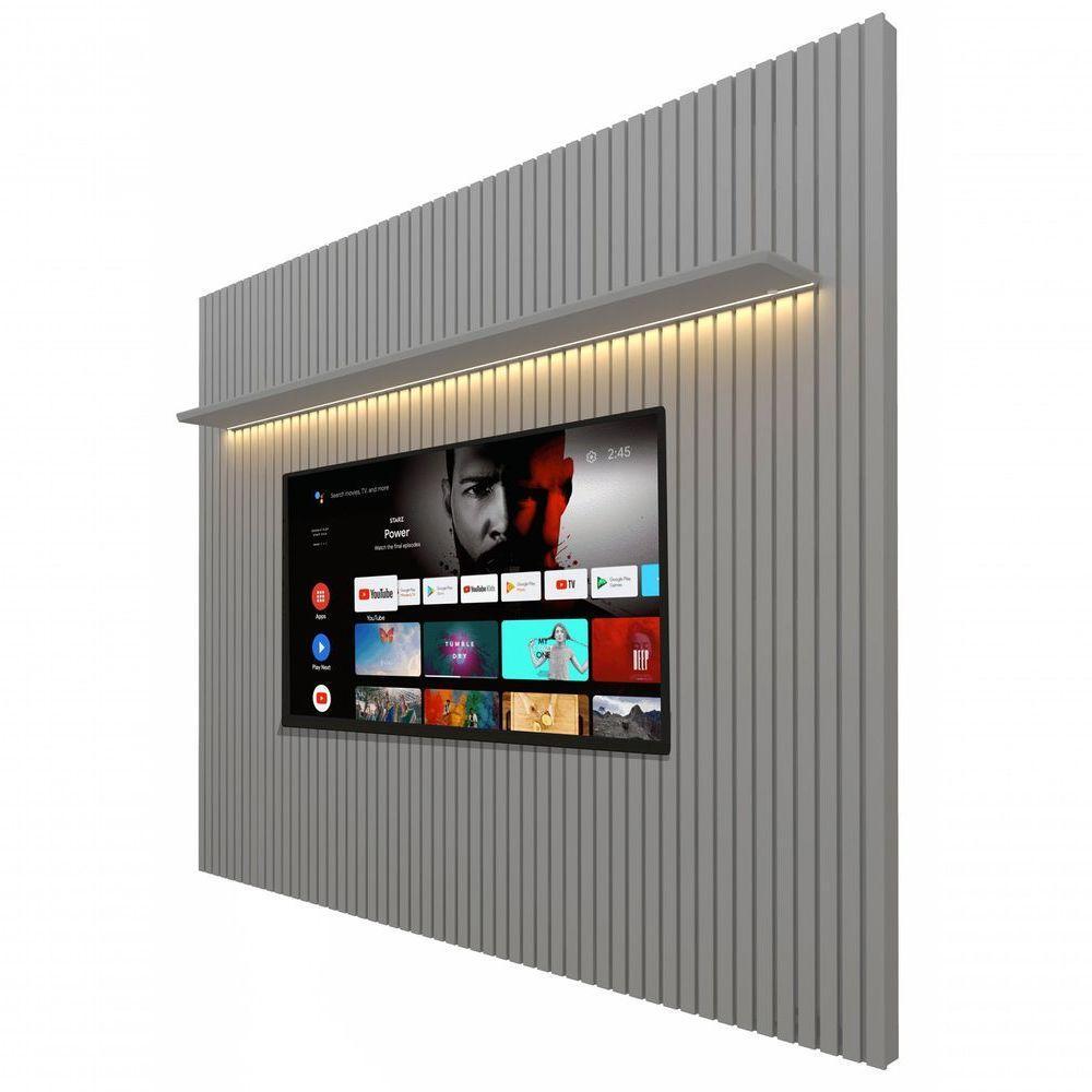 Painel Para Tv 2.3 Ripado Com Led Nobre Cinza - Gelius Móveis - 1