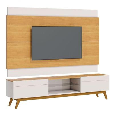 Rack Com Painel Classic 2g 2.2 Nature Com Off White - Imcal Móveis