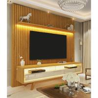 Rack Retrô Com Painel 1.85 Ripado Com Led Nobre Naturale Com Off White - Gelius Móveis - 2