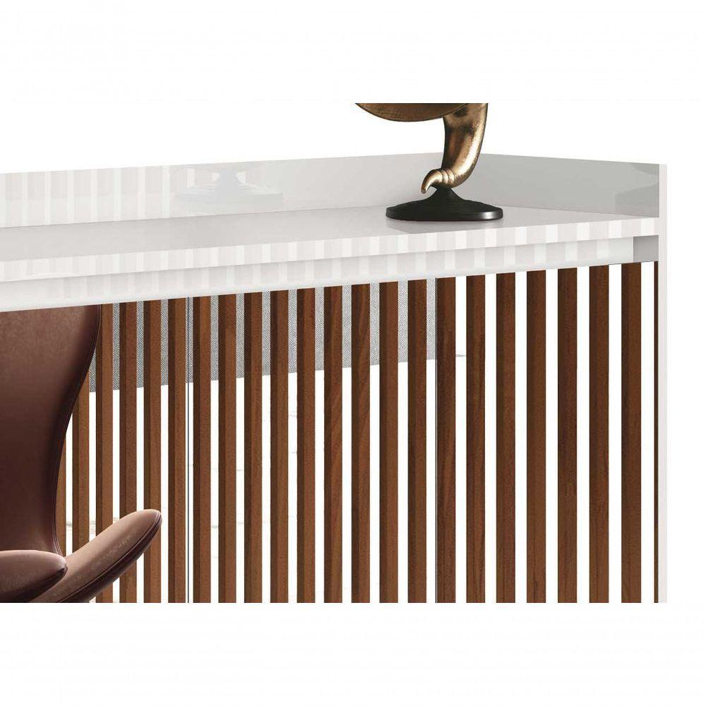 Balcao Buffet Retrô Com Espelho Delta 4 Portas Branco Gloss - Moveisaqui - 3