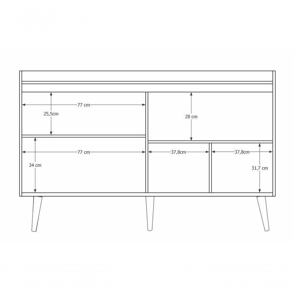 Balcao Buffet Retrô Com Espelho Delta 4 Portas Branco Gloss - Moveisaqui - 6