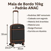 Mala De Viagem De Bordo P- 10kg Em Abs Com Rodinhas 360º Removíveis E Leve - Padrão Anac - Qualis Preto Mb001 - 6