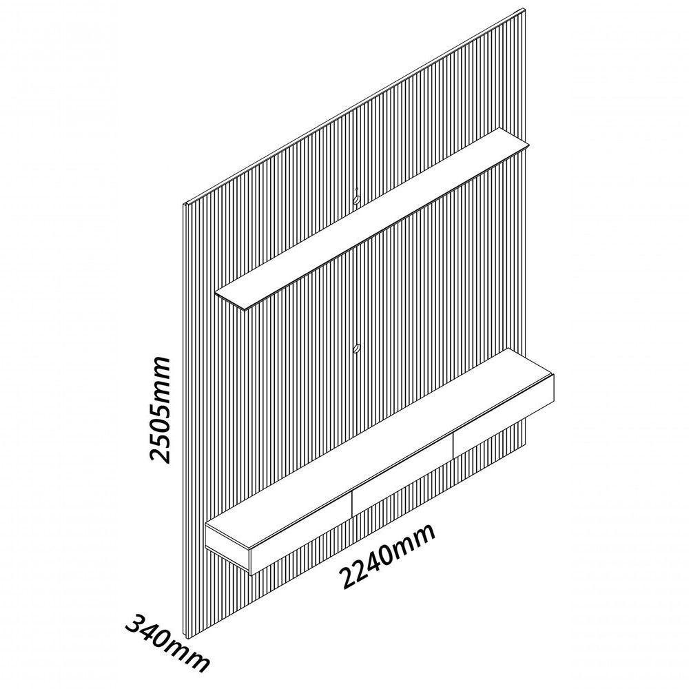 Home Suspenso Requinte 2.2 Ripado Com Led Off White - Gelius Móveis - 6