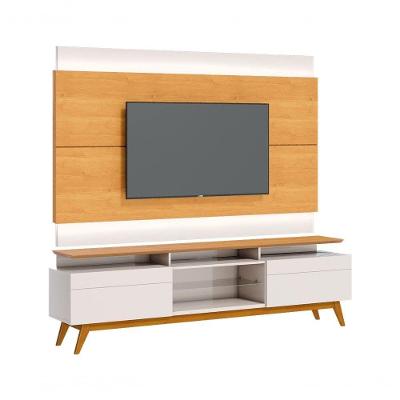 Rack Com Painel Classic +2g 2.2 Com Led Nature Com Off White - Imcal Móveis