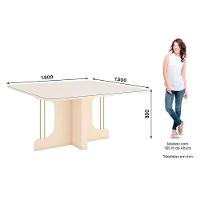 Mesa De Jantar Mavi 150 Cm Canto Arredondado Com Vidro Off White - Henn - 2