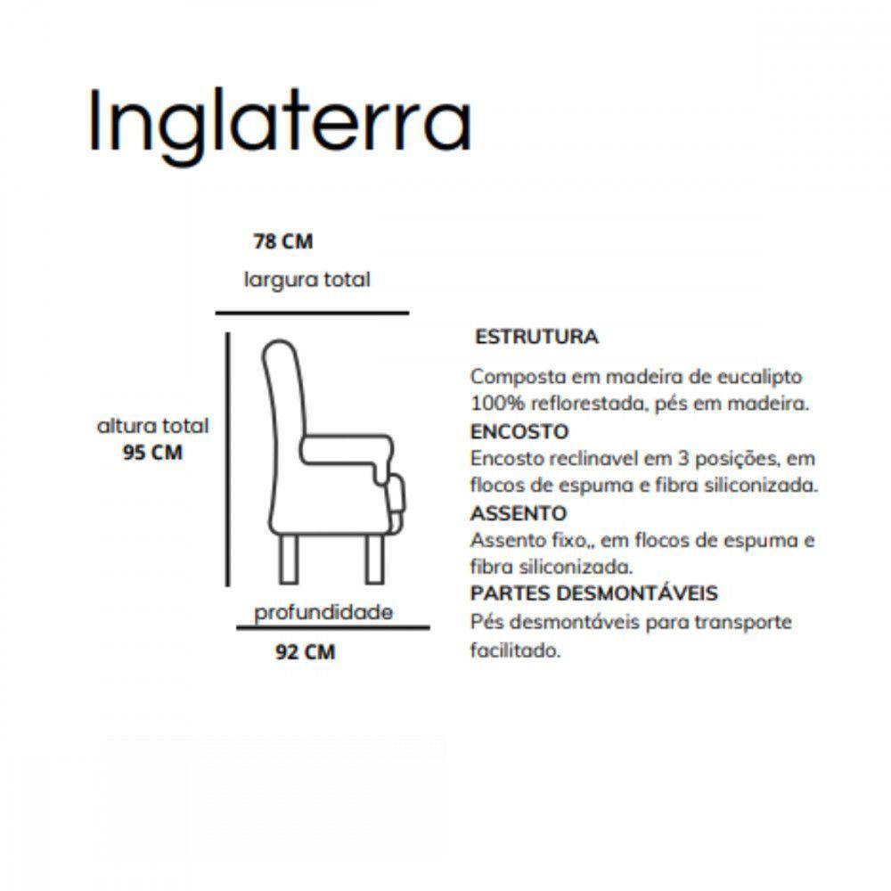 Poltrona Reclinável Com Puff Corino Chocolate E Linho Bege Chocolate Com Bege - 6