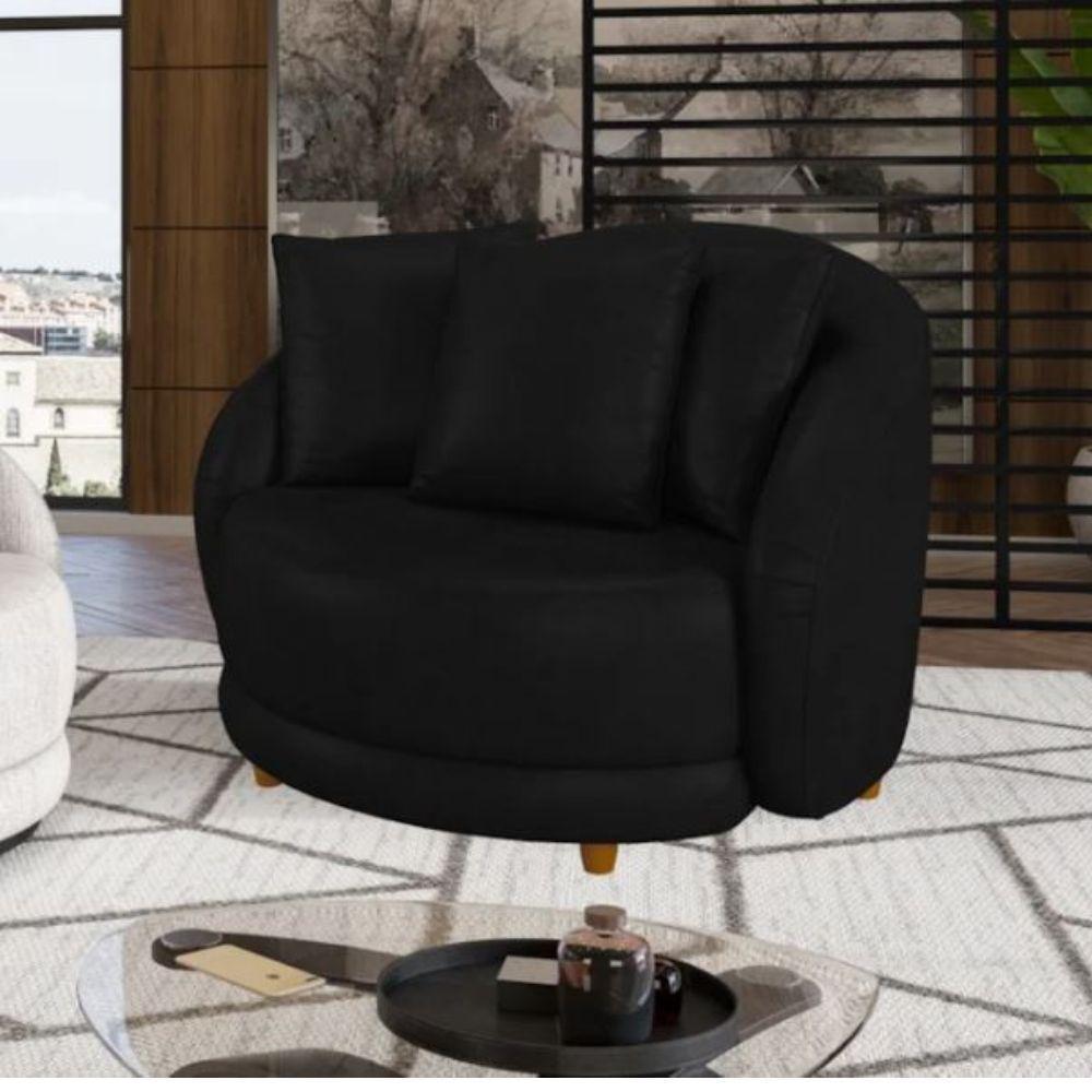 Poltrona Seraphina Pé Palito Em Madeira Tingida - élpis Móveis Preta - 1