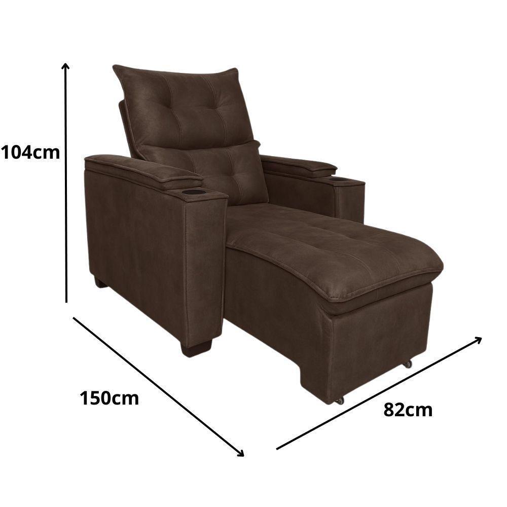 Poltrona Retrátil Reclinável Alexa Com Usb E Porta Copos - élpis Móveis Marrom - 2