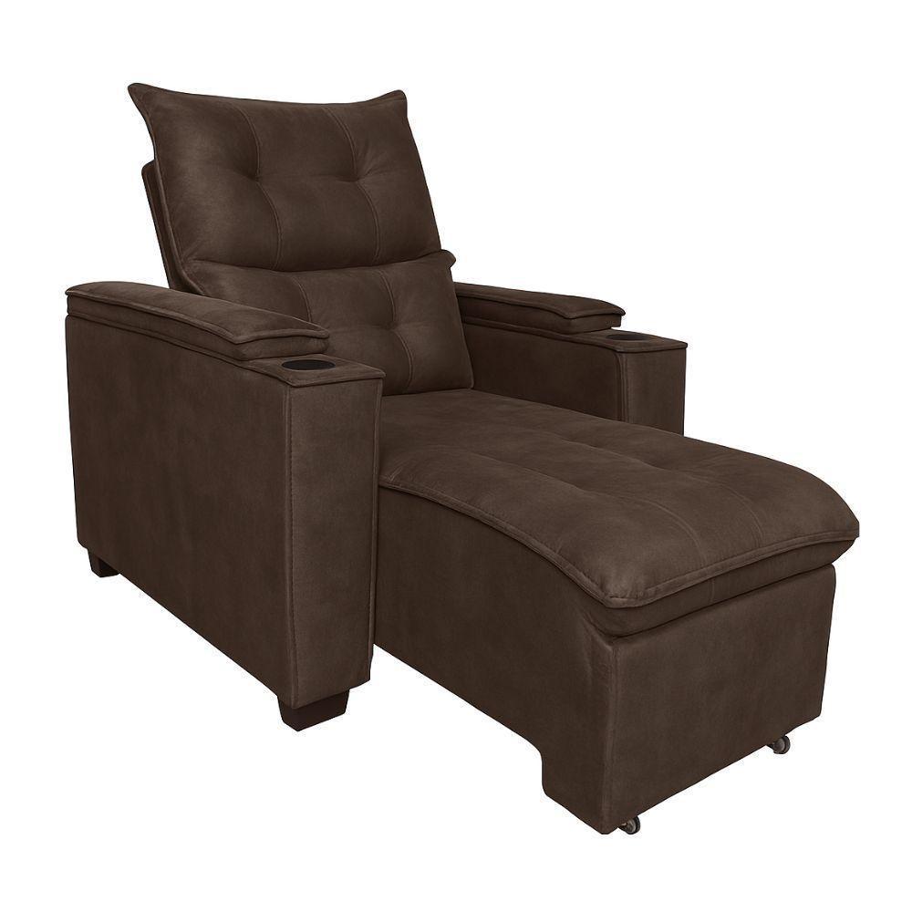 Poltrona Retrátil Reclinável Alexa Com Usb E Porta Copos - élpis Móveis Marrom - 3