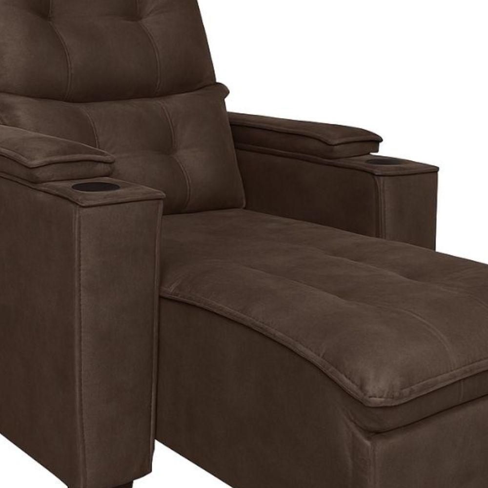 Poltrona Retrátil Reclinável Alexa Com Usb E Porta Copos - élpis Móveis Marrom - 4