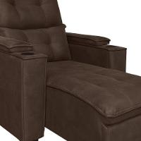 Poltrona Retrátil Reclinável Alexa Com Usb E Porta Copos - élpis Móveis Marrom - 4