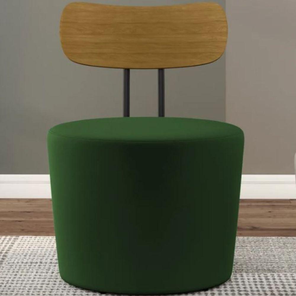 Poltrona Eclipse Redonda Com Encosto De Madeira - élpis Móveis Verde - 1