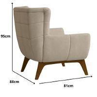 Poltrona Lorena Pés Em Madeira Tingida- élpis Móveis Bege - 2