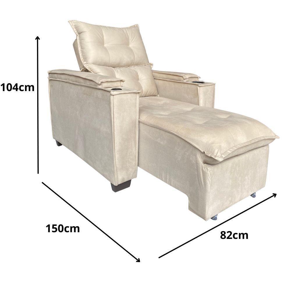 Poltrona Retrátil Reclinável Alexa Com Usb E Porta Copos - élpis Móveis Bege - 2