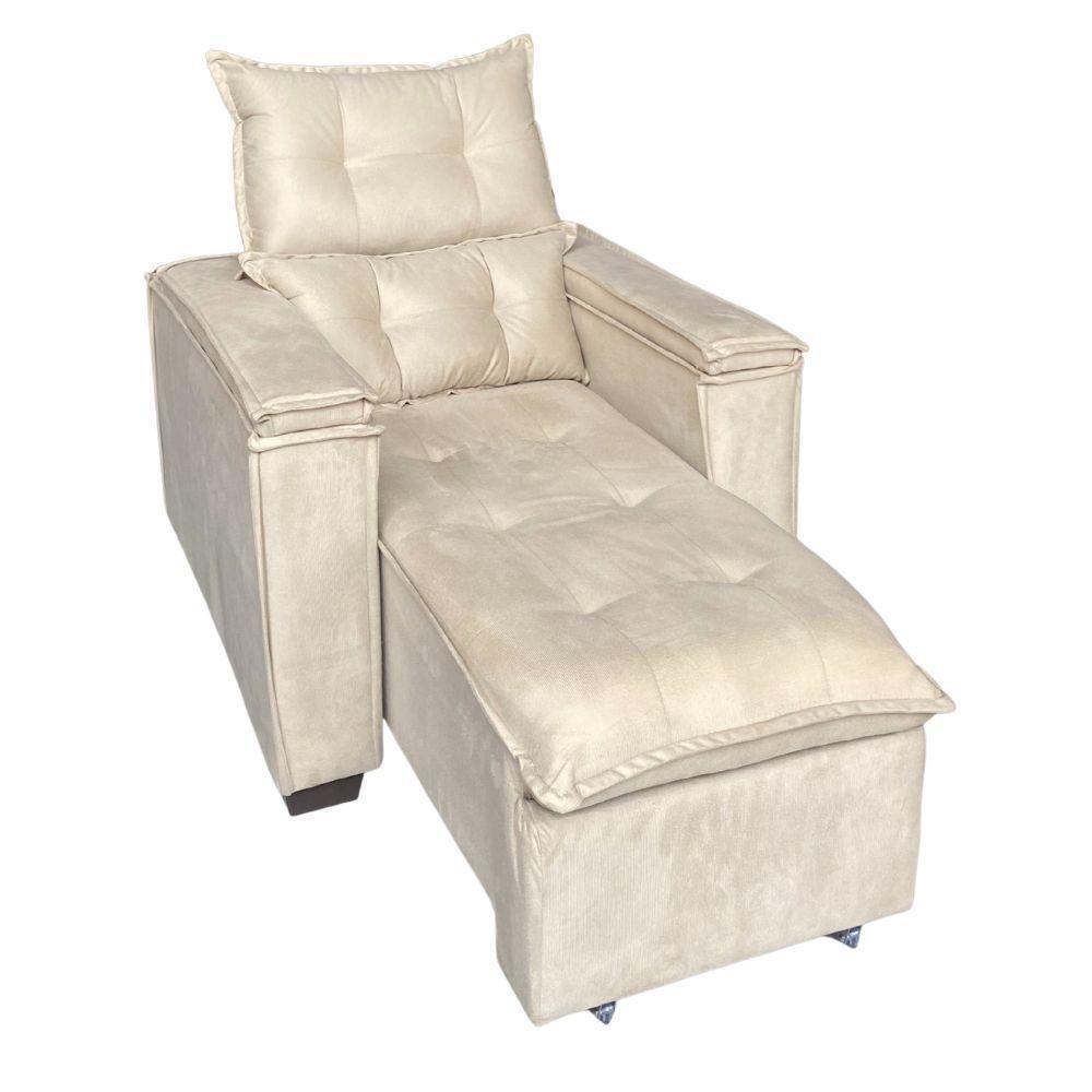 Poltrona Retrátil Reclinável Alexa Com Usb E Porta Copos - élpis Móveis Bege - 7