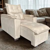 Poltrona Retrátil Reclinável Alexa Com Usb E Porta Copos - élpis Móveis Bege - 1