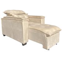 Poltrona Retrátil Reclinável Alexa Com Usb E Porta Copos - élpis Móveis Bege - 6