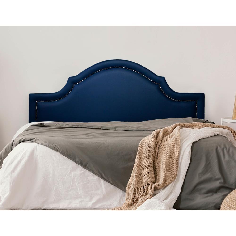 Cabeceira Queen Provençal Luxo 160x60 Courino Azul - Tachas Fumê - 1