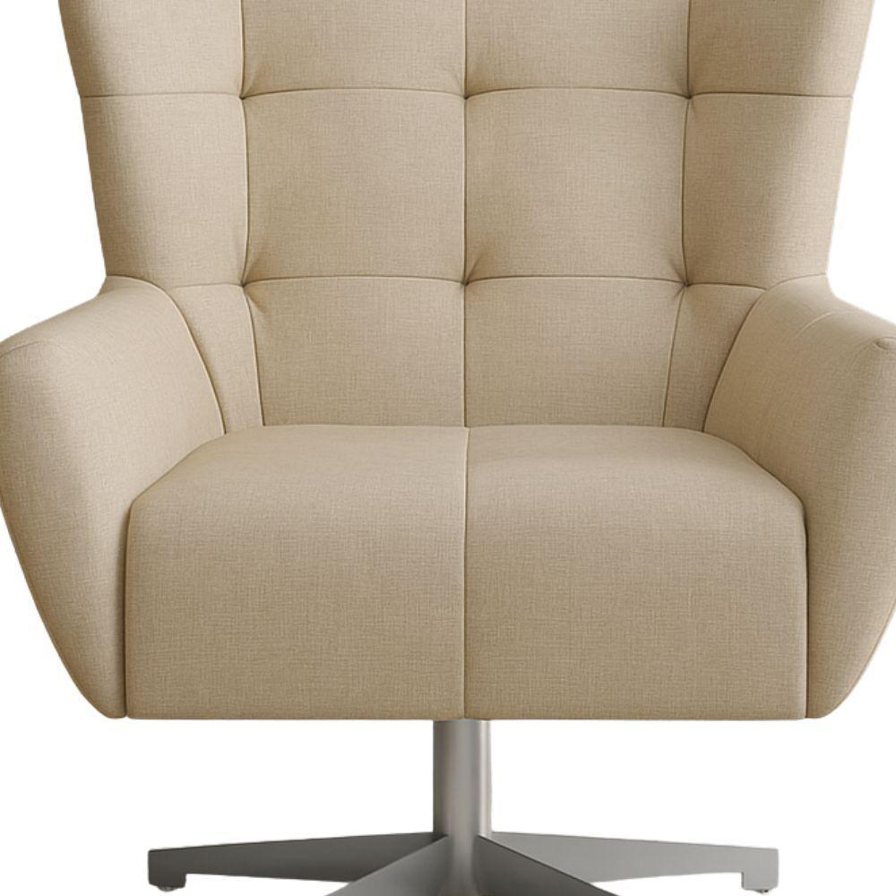 Poltrona Lorena Base Giratória Em Alumínio - élpis Móveis Bege - 2